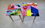 Colorful Abstract Boho Resin End Tables | Coffee Table in Tables by Epoxy Coffee Table Shop. Item made of wood works with boho & contemporary style