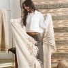 Unah Brown Fully Hand Embroidered Throw | Blanket in Linens & Bedding by Studio Variously. Item made of cotton