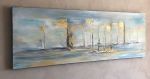 Abstract boats | Oil And Acrylic Painting in Paintings by KARDIMAGO. Item made of canvas & synthetic
