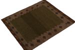 1980s Vintage Sofreh Kilim rug in Green Striae with Beige | Area Rug in Rugs by Rug and Kilim