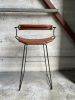 ¨Hug¨Kitchen Bar Stool w/backrest Brass Steel &Natual Leath | Chairs by Jover + Valls. Item composed of steel and leather