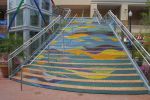 "Spring Creek" Grand Staircase | Public Mosaics by Deirdre Saunder | Silver Spring Metro Plaza in Silver Spring. Item composed of glass