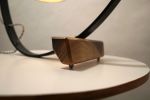 Bent Table Lamp in Ebonized Oak with Walnut Base | Lamps by Geoff McKonly Furniture. Item made of oak wood works with mid century modern & japandi style