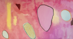 Play #10 — Large Pink Abstract (42×42) | Oil And Acrylic Painting in Paintings by Vincent Salvati – Contemporary Abstract Painter | NJ`. Item composed of canvas in minimalism or contemporary style