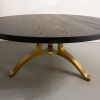 Carbon black brass tripod wishbone table | Dining Table in Tables by YJ Interiors. Item made of brass works with mid century modern & eclectic & maximalism style