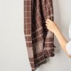 Treacle Brown Handloom Organic Cotton Checks Throw | Linens & Bedding by Studio Variously. Item composed of cotton in modern style