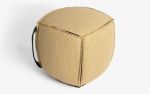 Yukan Modern Cube Pouf with Faux Leather Handle | Ottoman in Benches & Ottomans by LAGU. Item made of wood & fabric compatible with asian and modern style