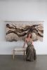 Handwoven Fiber Art Tapestry, "Songline for Pretziada | Wall Hangings by Rebecca Whitaker Art. Item composed of cotton and fiber in boho or minimalism style