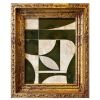Green Mid-Century Modern Style Collage in Vintage Frame | Paintings by Suzanne Nicoll Studio. Item made of wood with paper works with mid century modern & contemporary style