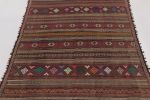 Vintage Persian Soumak Kilim, Deep Earth Tones with Diamond | Area Rug in Rugs by Rug and Kilim