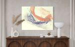 Periwinkle in Peach Abstract in Washi | Oil And Acrylic Painting in Paintings by Jan Sullivan Fowler. Item composed of paper & synthetic