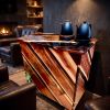 Sculptural Black Acacia & Resin Beverage Cart | Storage by DapperwoodSF