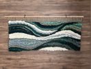 Woven Wall tapestry "“Emerald Flow” | Wall Hangings by Tissage Sauvage. Item made of wood with cotton works with boho & country & farmhouse style
