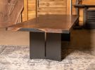Handmade Walnut Dimensional Dining Table | Steel Base | Tables by SAW Live Edge. Item made of walnut & steel compatible with minimalism and mid century modern style