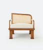 Rattan Detailed Walnut Lounge Armchair | Chairs by ALPAQ STUDIO. Item made of walnut works with minimalism & contemporary style