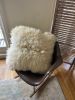 Wool Shearling & Selvage Stripe Denim Pillow | Pillows by Grange Home. Item compatible with boho and contemporary style