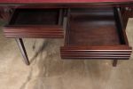 Desk in Red Leather, In Stock | Tables by Costantini Design. Item composed of wood in mid century modern or contemporary style
