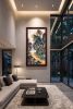 Hand-Painted Spring Dwelling: Blue & Green Silk/Xuan Art | Oil And Acrylic Painting in Paintings by Dynasty Artisan. Item made of wood & fabric compatible with contemporary and eclectic & maximalism style