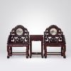 Imperial Cinnabar Ironwood Ming Style Lingzhi Armchair Trio | Chairs by Dynasty Artisan. Item made of oak wood compatible with contemporary and eclectic & maximalism style