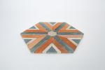 Sunset Orange/Terracotta & Teal Blue Diamond Mosaic Tile | Tiles by Mosaics.co. Item composed of stone compatible with boho and mid century modern style