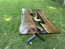 Custom Clear Resin Table - Live Edge Table - Wood Table | Dining Table in Tables by Tinella Collection. Item made of wood works with contemporary & art deco style