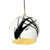 Large Tapered Sphere Hanging Light with black cord | Pendants by Alex Marshall Studios. Item composed of brass and ceramic in mid century modern or contemporary style