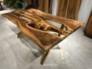 Custom Live Edge Epoxy Dine Table, Kitchen Table | Dining Table in Tables by Gül Natural Furniture. Item composed of wood in mid century modern or country & farmhouse style