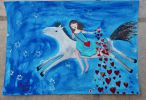 Spread love wherever you go | Oil And Acrylic Painting in Paintings by Elena Parau. Item made of paper works with minimalism & contemporary style
