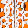Scent of Water-Orange and white | Oil And Acrylic Painting in Paintings by Margaret Lanzetta. Item composed of canvas & synthetic