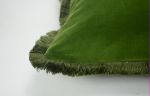 Green velvet fringe pillow cushion cover | Pillows by velvet + linen. Item composed of cotton