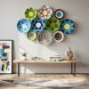 Boho Wicker Basket Wall Decor: Colorful African Design, Set | Decorative Plate in Decorative Objects by Sarmal Design. Item made of bamboo with cotton works with boho & contemporary style