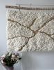 Wool Wall Hanging | Modern Fiber Art "Kintsugi in Fiber" | Wall Sculpture in Wall Hangings by Tissage Sauvage. Item composed of wood and cotton in boho or minimalism style
