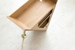 Restaurant Host Station | Podium in Furniture by Wake the Tree Furniture Co. Item composed of oak wood and brass in minimalism or mid century modern style