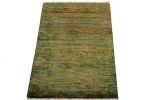 Hand-Knotted Contemporary Rug in Straited Green & Gold | Area Rug in Rugs by Rug and Kilim