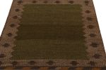1980s Vintage Sofreh Kilim rug in Green Striae with Beige | Area Rug in Rugs by Rug and Kilim