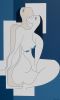 Relaxing Blues — Contemporary Minimalist Figurative Painting | Oil And Acrylic Painting in Paintings by Hildegarde Handsaeme. Item composed of canvas in minimalism or contemporary style