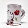 Poppy Mug With Glossy Glaze And Red Flowers | Cups by Justin Rothshank