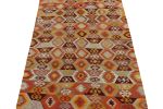 Vintage Mid-Century Geometric Gold-Yellow And Blue Wool | Area Rug in Rugs by Rug and Kilim