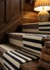 Handwoven Wool Stair Runner Rug | Mocha, Black, White Stripe | Rugs by Evergreen Carpets. Item composed of wool compatible with boho and minimalism style