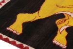 Vintage Gabbeh Persian Rug, Gold and Black with Lion | Area Rug in Rugs by Rug and Kilim