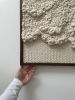 Woven wall art frame (Sea Foam 003) | Wall Sculpture in Wall Hangings by Elle Collins. Item made of oak wood with cotton works with minimalism & contemporary style