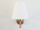 Brass Sconce with Cotton Lampshade and Hand Weaved Stem | Sconces by Light and Fiber. Item made of cotton with brass works with boho & contemporary style
