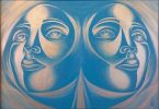"POP REFLECTIONS I - Blue", Mixed Media on Canvas | Mixed Media by Noel Suarez | Miami, FL in Miami