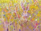 Transcendent Springtime, semi-abstract landscape with hare | Oil And Acrylic Painting in Paintings by Gill Bustamante. Item made of canvas works with boho & contemporary style