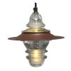 Insulator Light Pendant Lantern Metal Hood Brass & Glass Cap | Pendants by RailroadWare Lighting Hardware & Gifts. Item composed of glass in country & farmhouse or eclectic & maximalism style