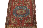 Antique Bergama Scatter Rug in Red with Geometric Patterns | Area Rug in Rugs by Rug and Kilim
