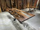 Black Epoxy Resin - Halloween Gift | Dining Table in Tables by Gül Natural Furniture. Item made of walnut works with asian & modern style