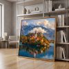 Lake Bled Slovenia Original Impasto Oil Painting Fine Art | Oil And Acrylic Painting in Paintings by Dynasty Artisan. Item made of wood works with contemporary & eclectic & maximalism style