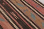 Vintage Persian Square Kilim, Stripes with Bold Tribal | Area Rug in Rugs by Rug and Kilim