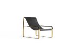 Set Chaise Longue and Footstool, Brass Steel & Leather | Chaise Lounge in Couches & Sofas by Jover + Valls. Item composed of brass & leather